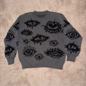Goth/Grunge Eye Pattern Sweater NWOT